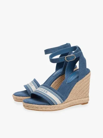 Webbing Logo Denim Wedge Espadrille
