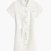 Weißes Jeans-Shirtkleid mit Gürtel
